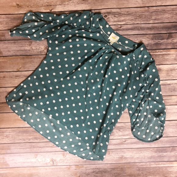 Anthropologie Tops - Anthro | Maeve Polkadot Button Detail Top